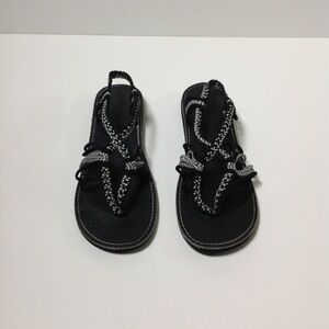 Bocheek Sandals Black & White Strappy Rope Flat Gypsy Hippie Boho